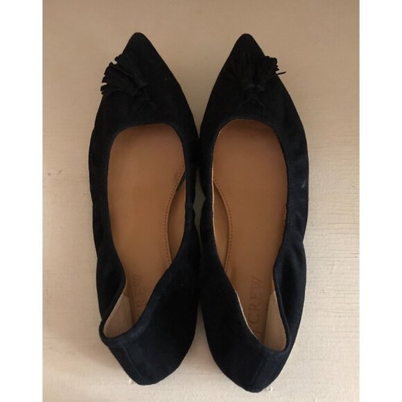 Women's J. Crew Suede Tassel Ballet Flats Black Size 6 1/2 - Picture 6 of 8